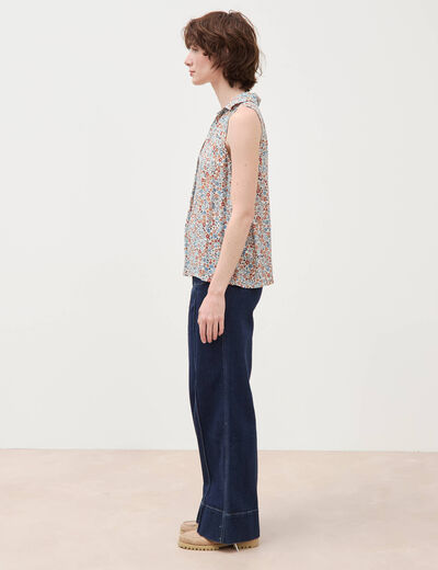 Blouse sans manches bleu gris femme