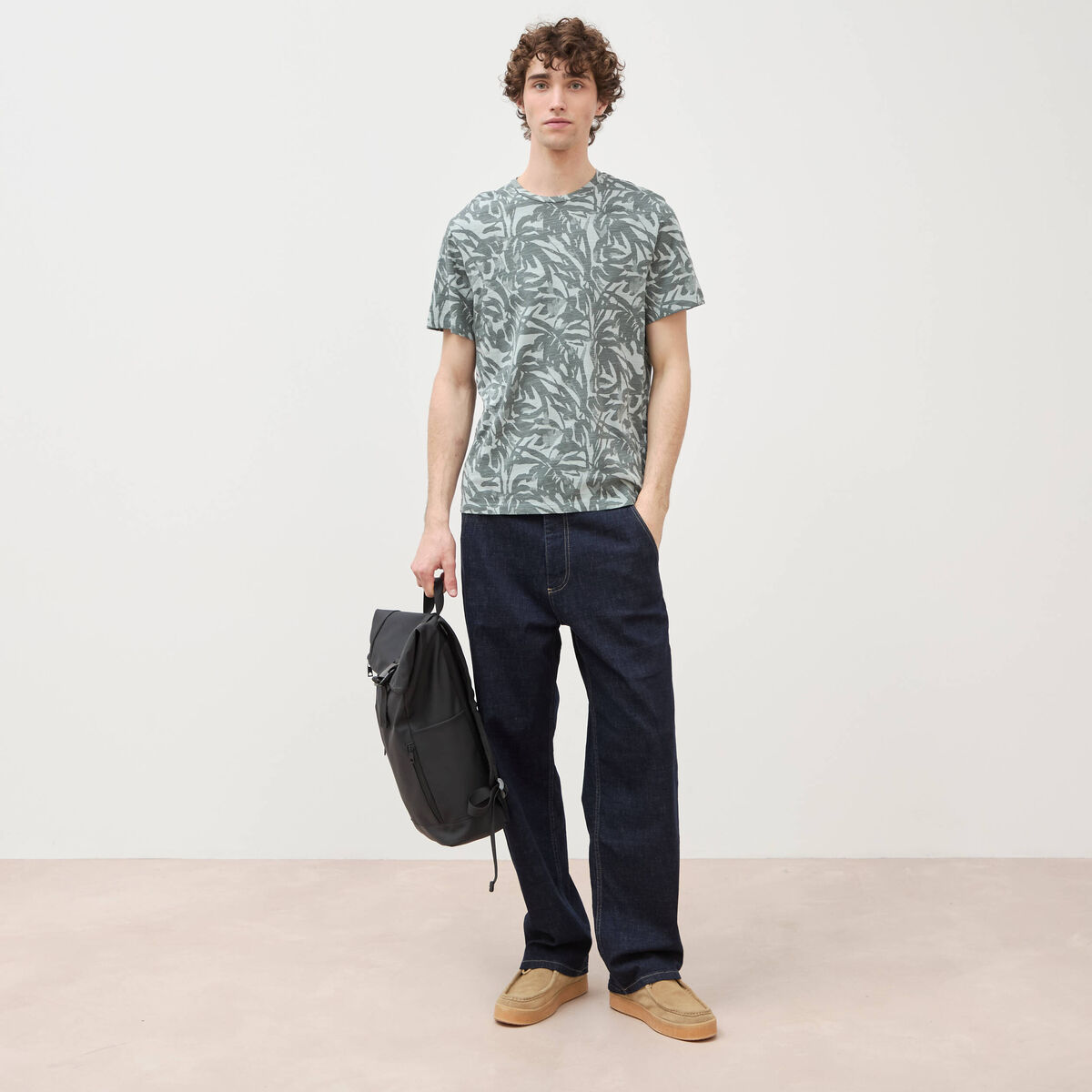 T-shirt manches courtes vert fonc&eacute; homme
