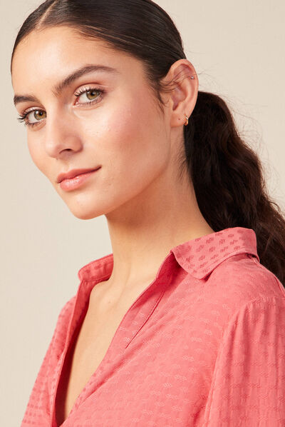 Blouse manches longues terracotta femme