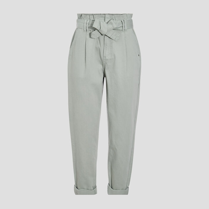 Pantalon slouchy ceinturé vert olive femme