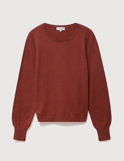 Pull manches longues marron cognac femme