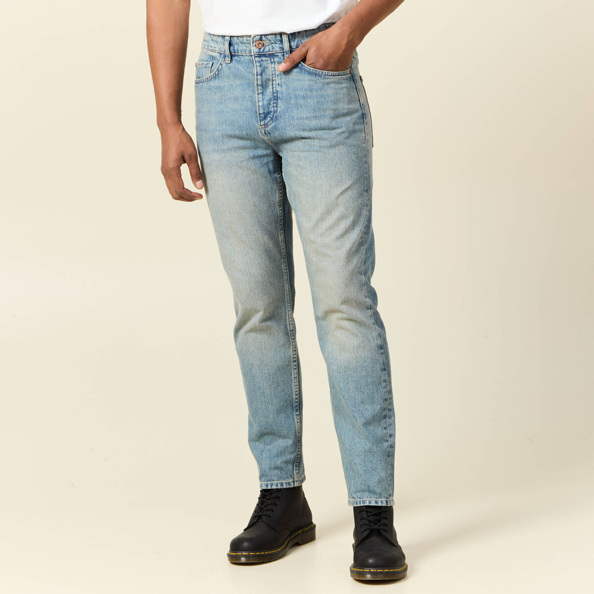 Jeans straight taille tapered denim dirty homme