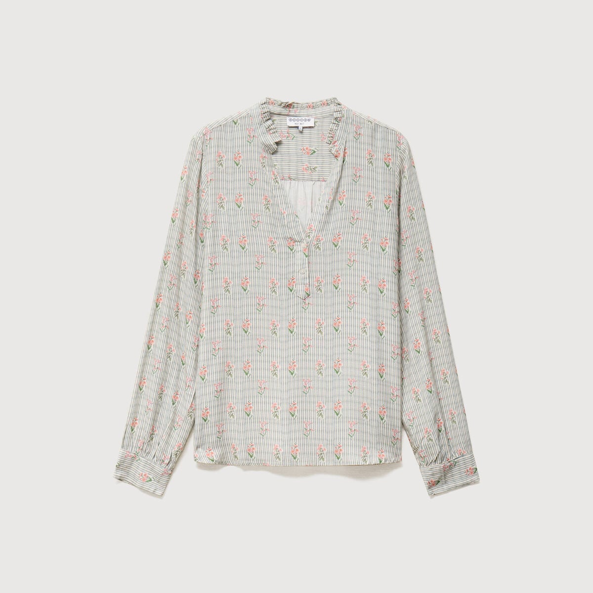 Blouse manches longues bleu gris femme