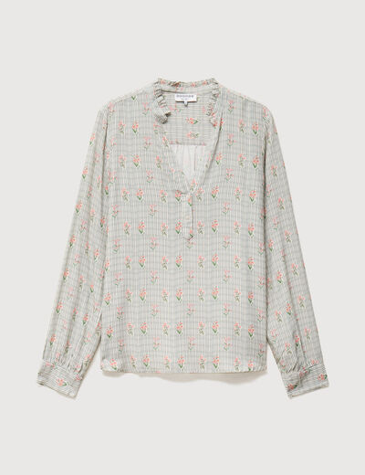 Blouse manches longues bleu gris femme