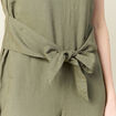 Combinaison pantalon col en V vert kaki femme