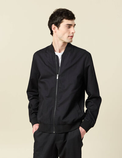 Blouson zipp&eacute; col teddy noir homme