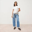 T-shirt effet boule manches courtes ecru femme