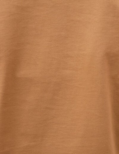 T-shirt droit col rond manches courtes marron femme