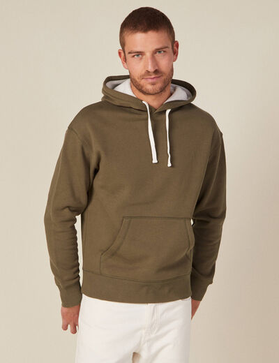 Sweat à capuche doublé taupe homme