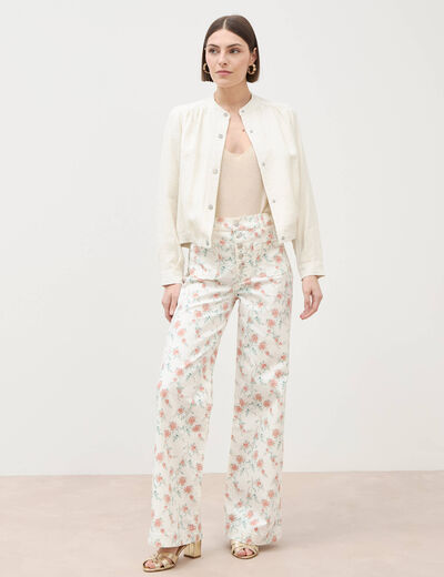 Pantalon boot cut flare taille haute blanc femme