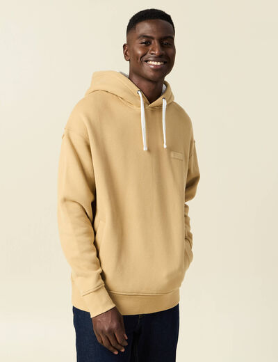 Sweat à capuche doublée beige homme