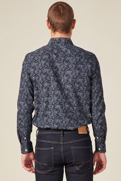 Chemise à manches longues bleu marine homme