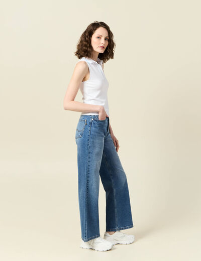 Polo sans manches blanc femme