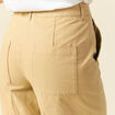 Pantalon large taille haute beige femme
