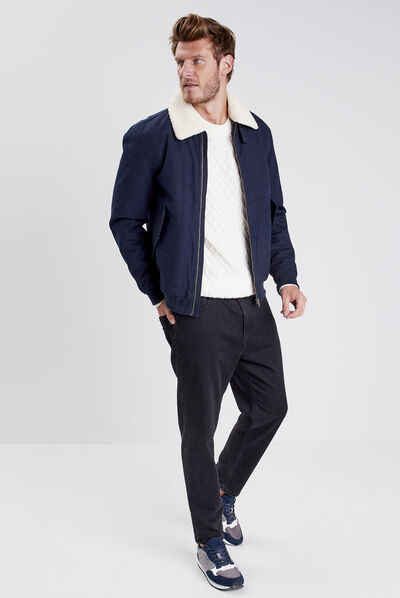 Blouson droit éco-responsable bleu marine homme