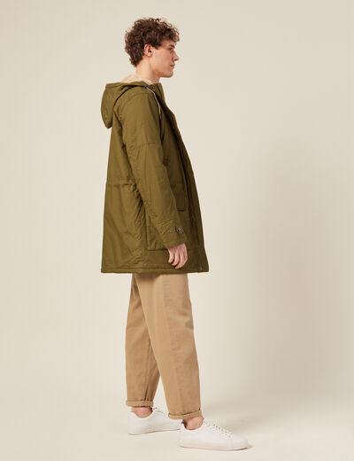 Parka droite à capuche camel homme