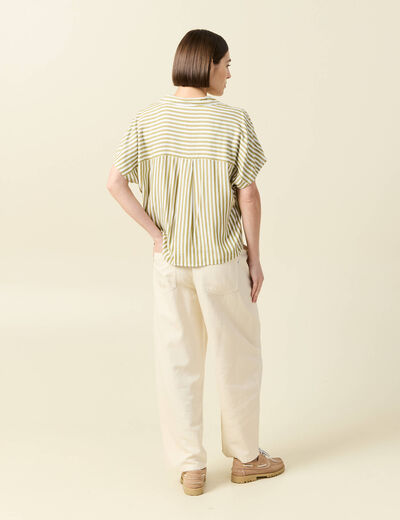 Chemise manches 3/4 vert kaki femme