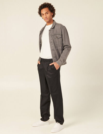 Pantalon chino droit noir homme