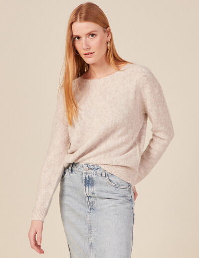 Pull manches longues creme femme