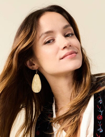 Boucles d'oreilles pendantes couleur or femme