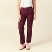 Jeans droit 7/8&egrave;me taille standard bordeaux femme