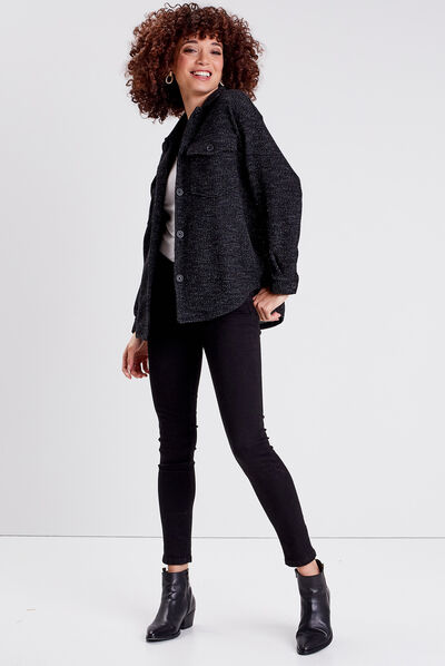 Jeans slim push up 7/8ème denim noir femme