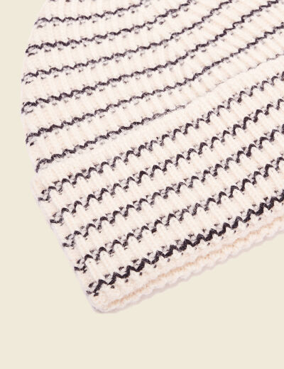 Bonnet tricoté ecru femme