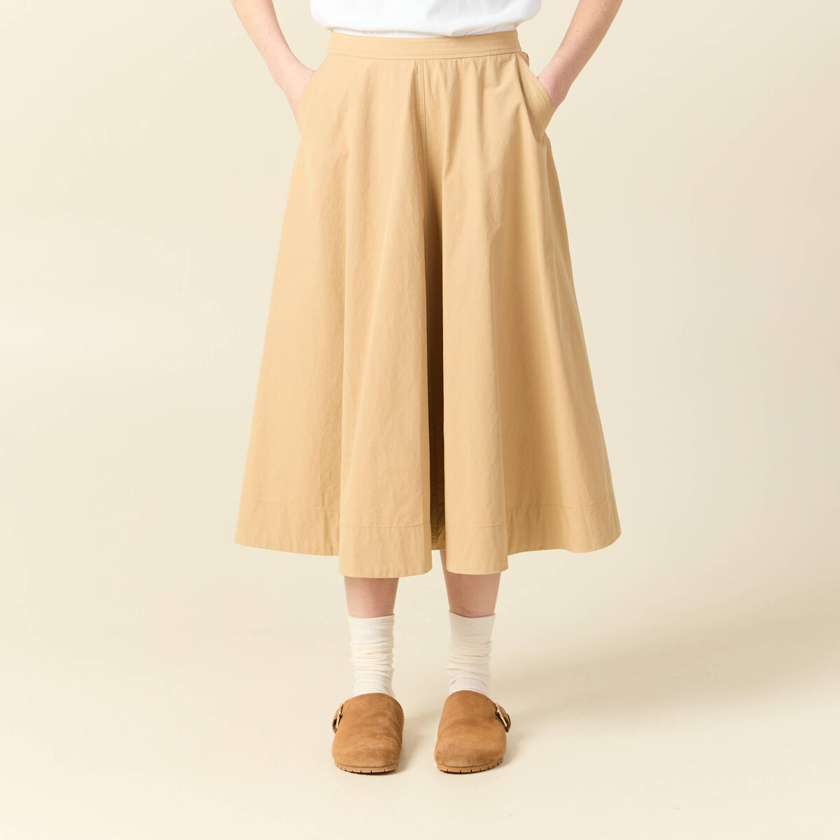 Jupe en coton beige femme