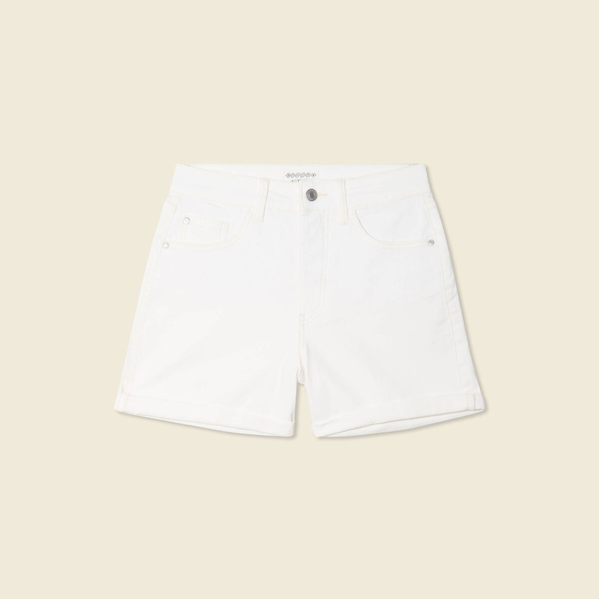 Short mom éco-responsable denim blanc femme