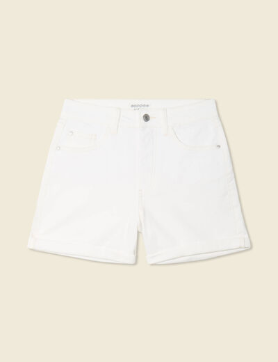 Short mom éco-responsable denim blanc femme