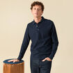 Polo manches longues en coton bleu marine homme