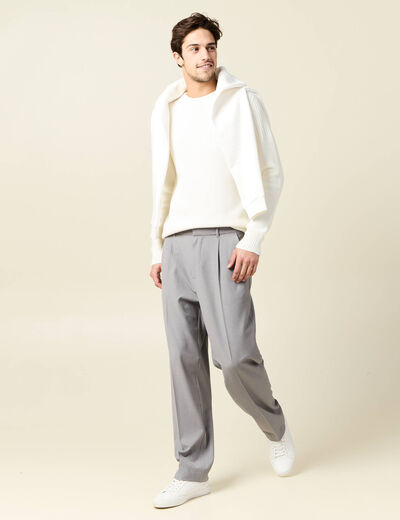 Pull manches longues fabriqué en France ecru homme