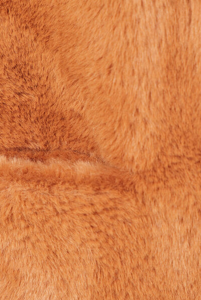 Veste droite fausse fourrure marron femme