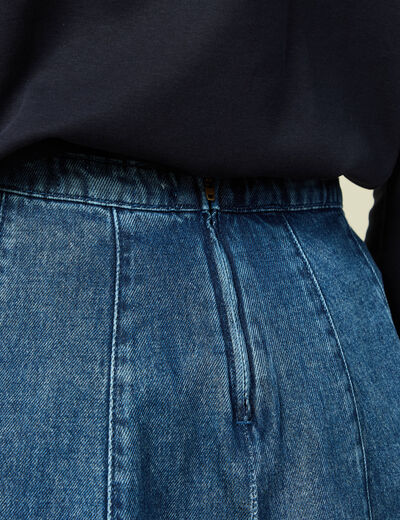 Mini-jupe en coton aspect jeans denim stone femme