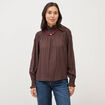 Blouse droite manches longues marron fonc&eacute; femme
