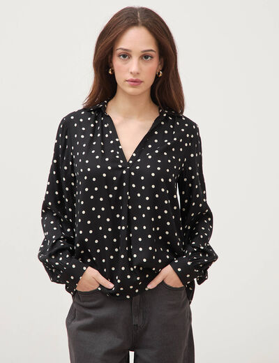 Blouse ample manches longues noir femme