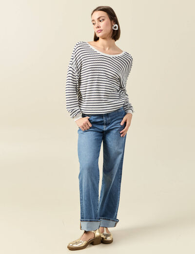 Pull manches longues ecru femme