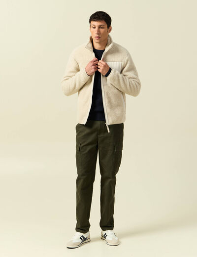 Sweat effet polaire manches longues sable homme