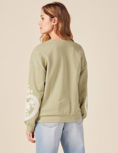 Sweat manches longues vert kaki femme