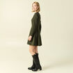 Robe fluide manches longues col rond vert kaki femme