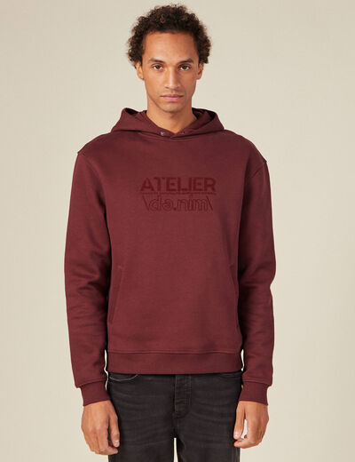 Sweat à capuche rouge foncé homme