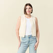 Gilet droit court sans manches creme femme