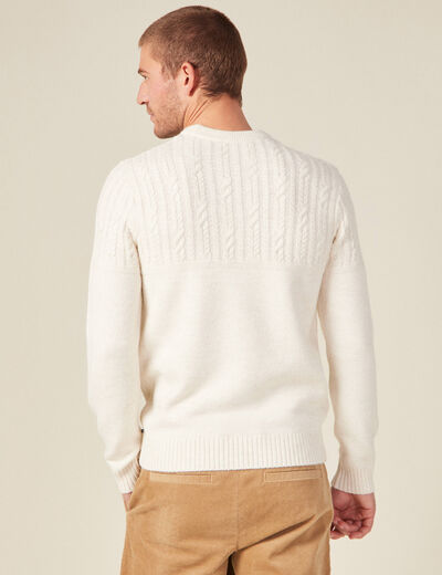 Pull manches longues torsades ecru homme