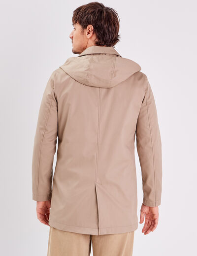 Trench droit à capuche beige homme