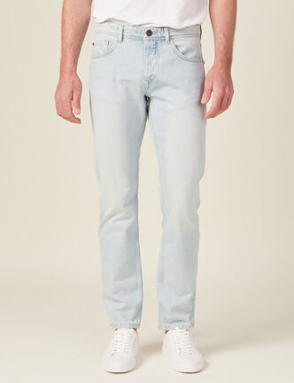Jeans straight 5 poches denim bleach homme
