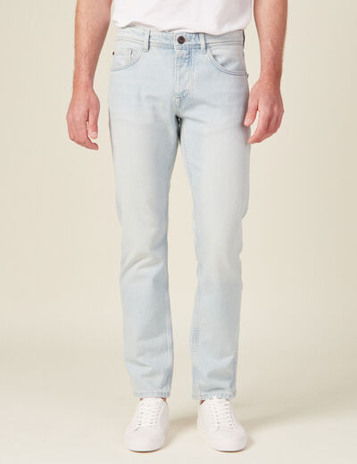Jeans straight 5 poches denim bleach homme