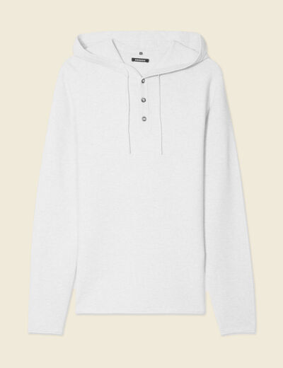 Pull à capuche ecru homme