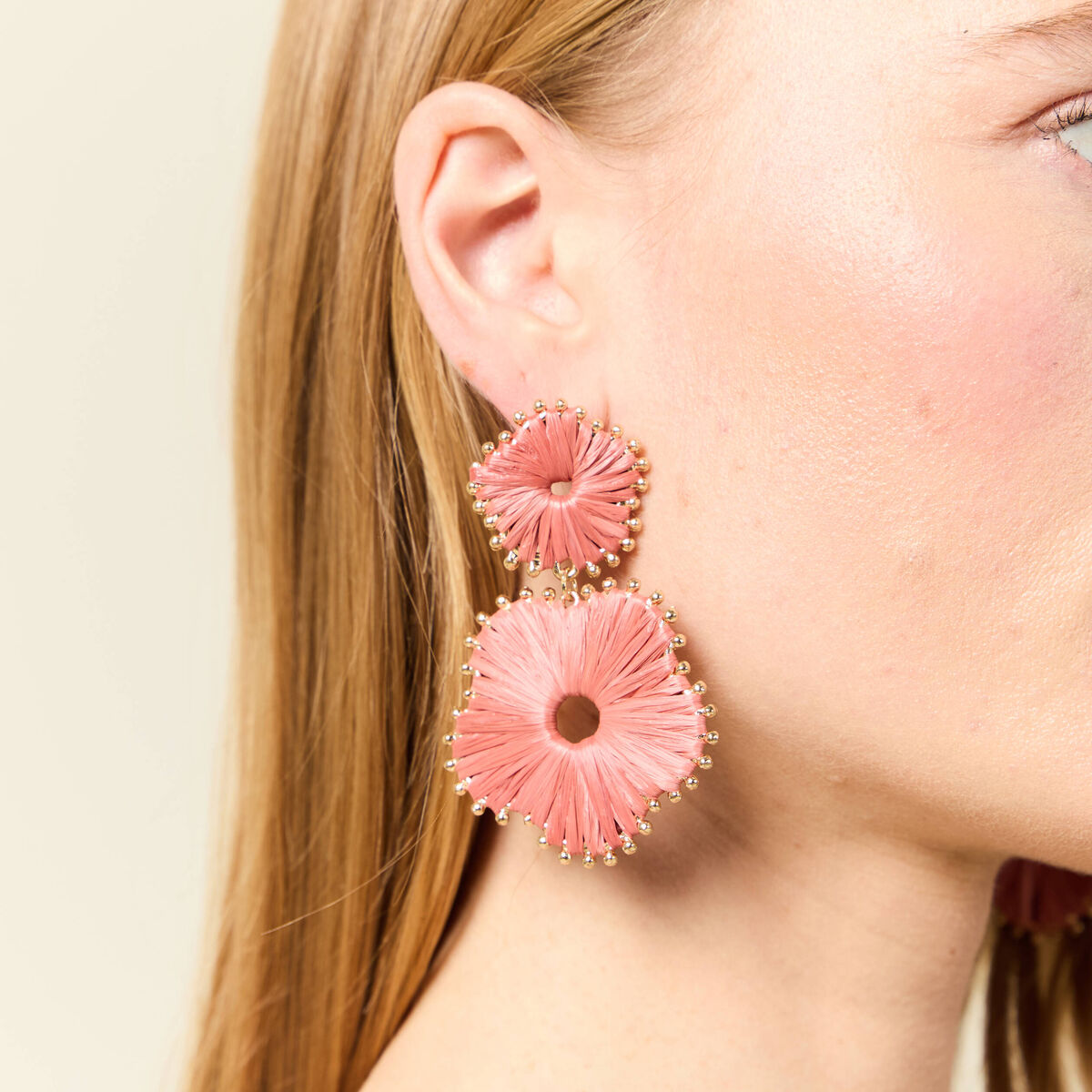 Boucles d'oreilles pendantes vieux rose femme