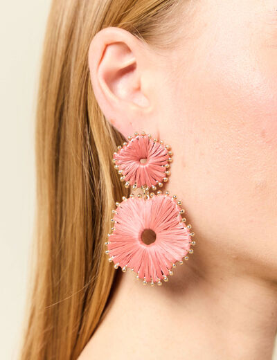 Boucles d'oreilles pendantes vieux rose femme