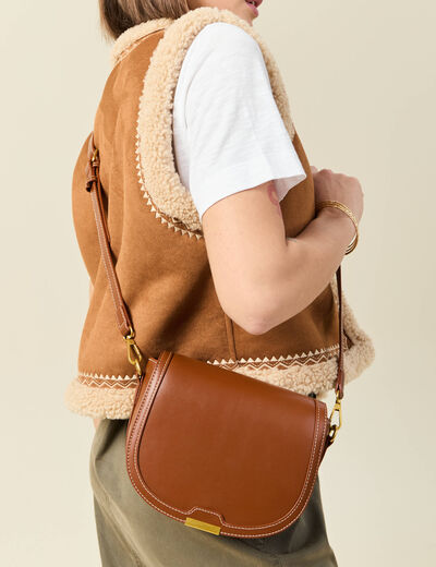 Sac besace arrondi marron femme